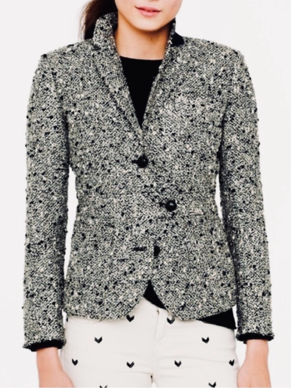 J Crew Collection Blazer Sparkly Wool Blend Crop Metallic Tweed Jacket Womens 4